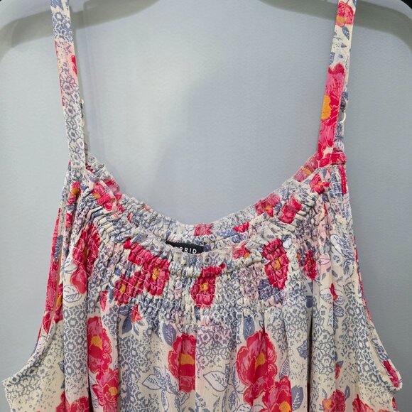 Torrid Floral Tank Top 4X Blue Pink Plus Size Sleeveless Blouse - Picture 2 of 10